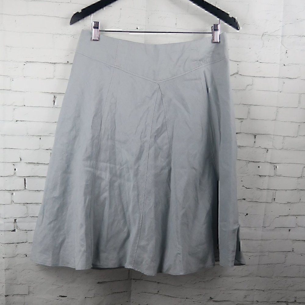 ALLISON TAYLOR LIGHT BLUE/GREY A LINE LINEN SKIRT SIZE 8